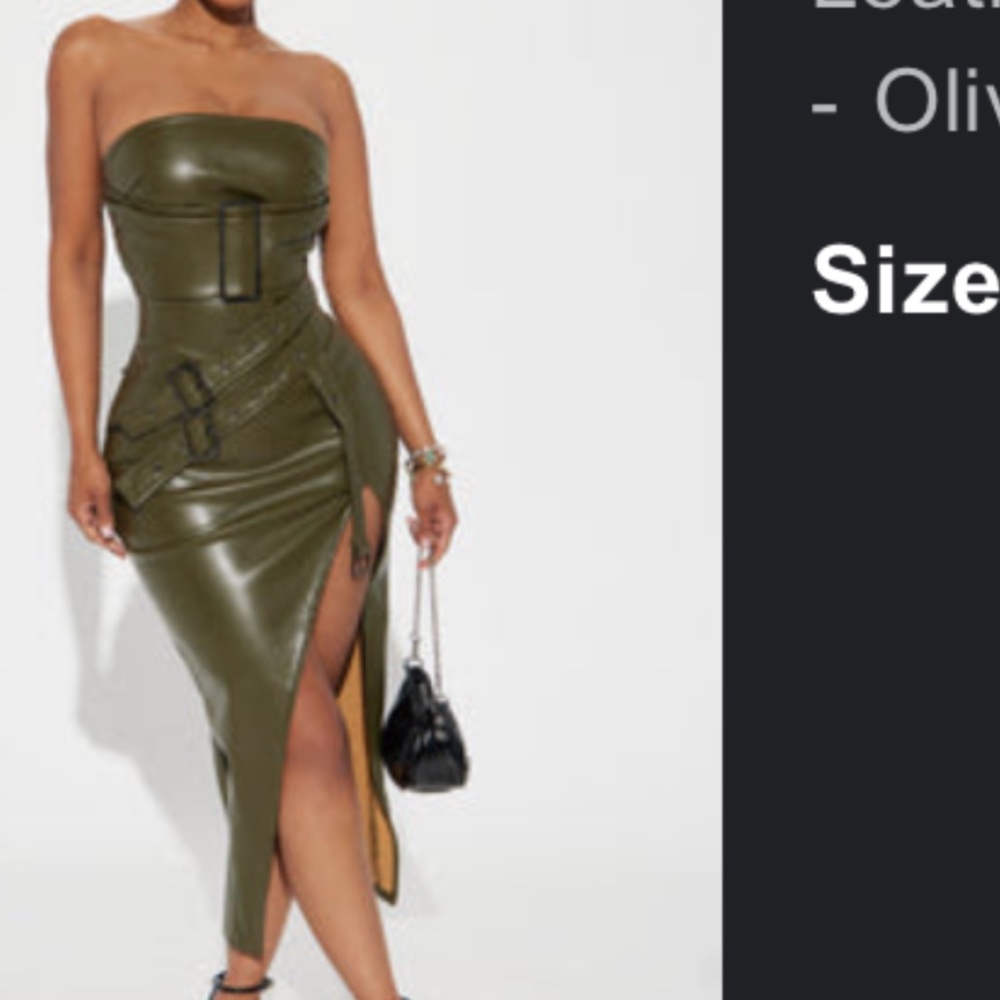 Leather midi dress
